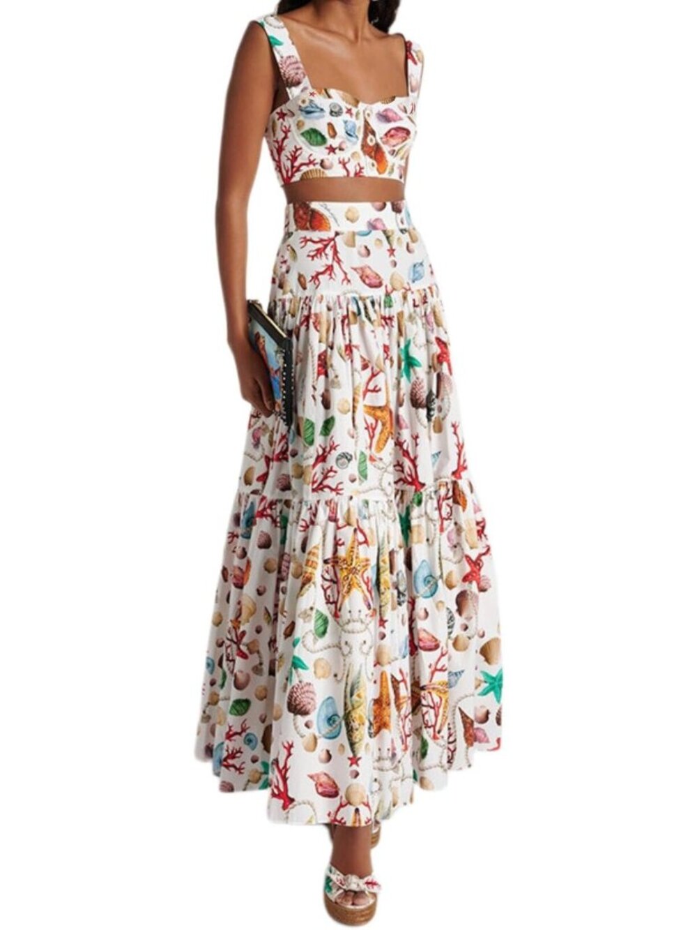 Stylish 2-Piece Animal Print Skirt Set for Women | Halter Top & High Waist Maxi
